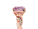Rose gold Fancy Pink Asscher  Solitaire Vine Band with Milgrain Prong Setting_8