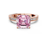 Rose gold Fancy Pink Asscher  Solitaire with Pavé Band and Four-Prong Setting_46