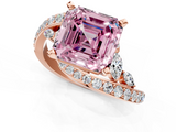Rose gold Fancy Pink Asscher  Solitaire with Pavé Twist Band and Four-Prong Setting_1