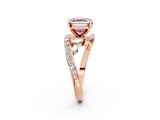 Rose gold Fancy Pink Asscher  Solitaire with Pavé Twist Band and Four-Prong Setting_2