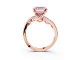 Rose gold Fancy Pink Asscher  Solitaire with Pavé Twist Band and Four-Prong Setting_3