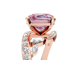Rose gold Fancy Pink Asscher  Solitaire with Pavé Twist Band and Four-Prong Setting_5