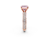 Rose gold Fancy Pink Asscher  Solitaire with Pave Band and Four-Prong Setting_23