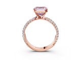 Rose gold Fancy Pink Asscher  Solitaire with Pave Band and Four-Prong Setting_24
