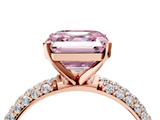 Rose gold Fancy Pink Asscher  Solitaire with Pave Band and Four-Prong Setting_25