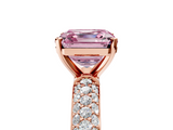 Rose gold Fancy Pink Asscher  Solitaire with Pave Band and Four-Prong Setting_26
