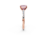 Rose gold Fancy Pink Asscher  Solitaire with Side Baguettes and Channel Set Band_2