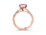 Rose gold Fancy Pink Asscher  Solitaire with Side Baguettes and Channel Set Band_3