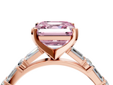 Rose gold Fancy Pink Asscher  Solitaire with Side Baguettes and Channel Set Band_4