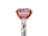 Rose gold Fancy Pink Asscher  Solitaire with Side Baguettes and Channel Set Band_5