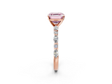 Rose gold Fancy Pink Asscher  Solitaire with Side Stones on a Pavé Band and Four-Prong Setting_2