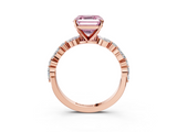 Rose gold Fancy Pink Asscher  Solitaire with Side Stones on a Pavé Band and Four-Prong Setting_3