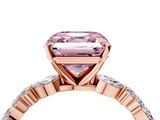Rose gold Fancy Pink Asscher  Solitaire with Side Stones on a Pavé Band and Four-Prong Setting_4