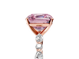Rose gold Fancy Pink Asscher  Solitaire with Side Stones on a Pavé Band and Four-Prong Setting_5