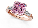 Rose gold Fancy Pink Asscher  Solitaire with Tapered Baguette Side Stones on a Classic Band with Four-Prong Setting_1