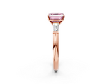 Rose gold Fancy Pink Asscher  Solitaire with Tapered Baguette Side Stones on a Classic Band with Four-Prong Setting_2