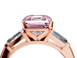 Rose gold Fancy Pink Asscher  Solitaire with Tapered Baguette Side Stones on a Classic Band with Four-Prong Setting_4