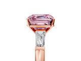 Rose gold Fancy Pink Asscher  Solitaire with Tapered Baguette Side Stones on a Classic Band with Four-Prong Setting_5