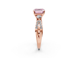 Rose gold Fancy Pink Asscher  Three-Stone Diamond Ring with Pavé Split Shank and Four-Prong Setting_19