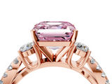 Rose gold Fancy Pink Asscher  Three-Stone Diamond Ring with Pavé Split Shank and Four-Prong Setting_21