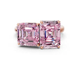 Rose gold Fancy Pink Asscher  and Emerald Cut Toi Moi Ring with Prong Setting_50
