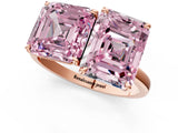 Rose gold Fancy Pink Asscher  and Emerald Cut Toi Moi Ring with Prong Setting_51