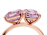 Rose gold Fancy Pink Asscher  and Emerald Cut Toi Moi Ring with Prong Setting_54