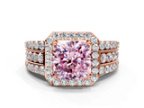 Rose gold Fancy Pink Cushion -Cut Halo Diamond Ring with Split Shank and Four-Prong Setting_87