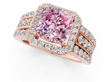 Rose gold Fancy Pink Cushion -Cut Halo Diamond Ring with Split Shank and Four-Prong Setting_88