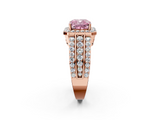 Rose gold Fancy Pink Cushion -Cut Halo Diamond Ring with Split Shank and Four-Prong Setting_89