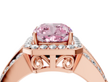 Rose gold Fancy Pink Cushion -Cut Halo Diamond Ring with Split Shank and Four-Prong Setting_91