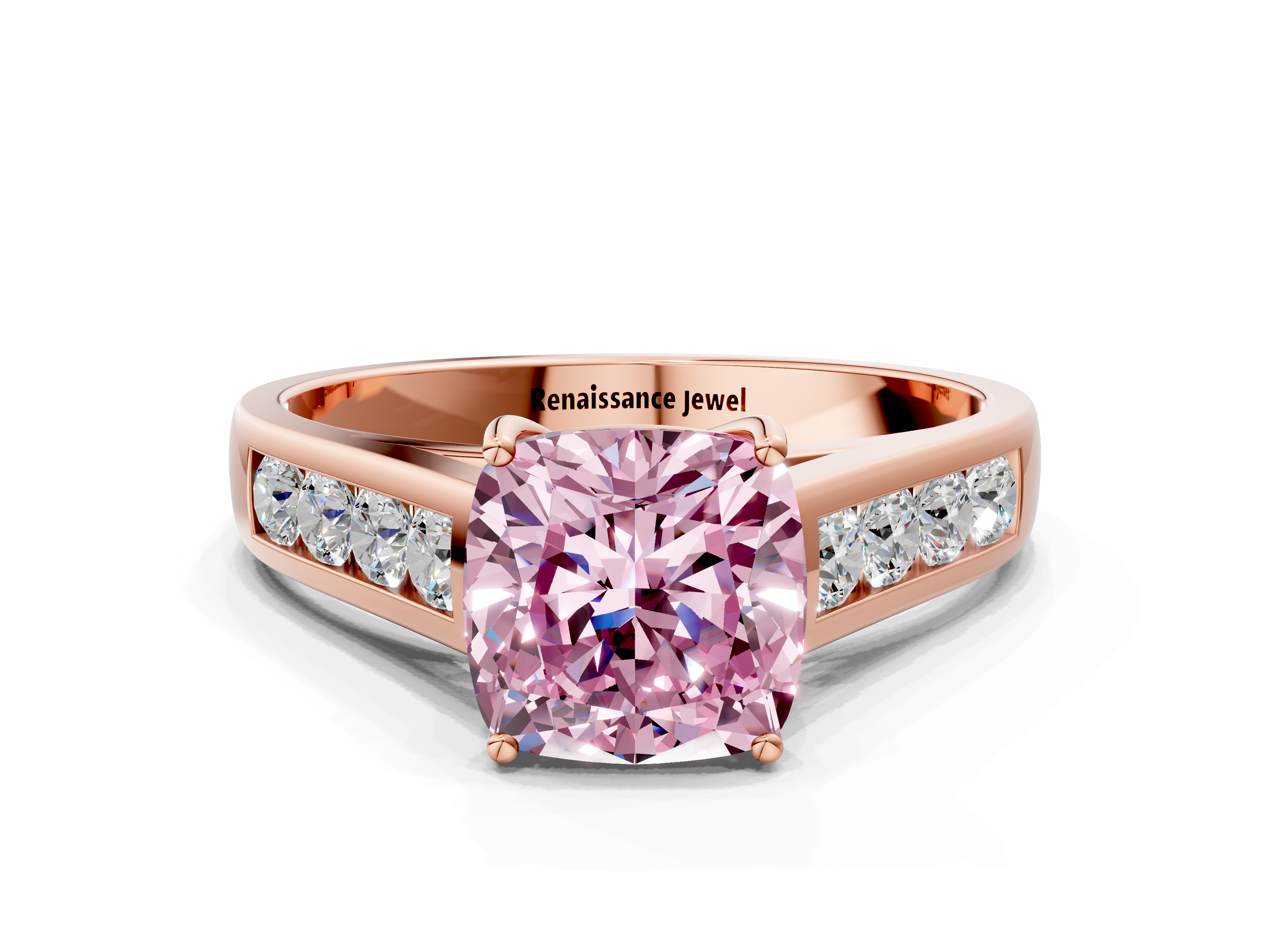 Rose gold Fancy Pink Cushion  Brilliant Channel-Set Solitaire Ring with Four-Prong Setting_37
