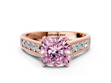Rose gold Fancy Pink Cushion  Brilliant Channel-Set Solitaire Ring with Four-Prong Setting_37
