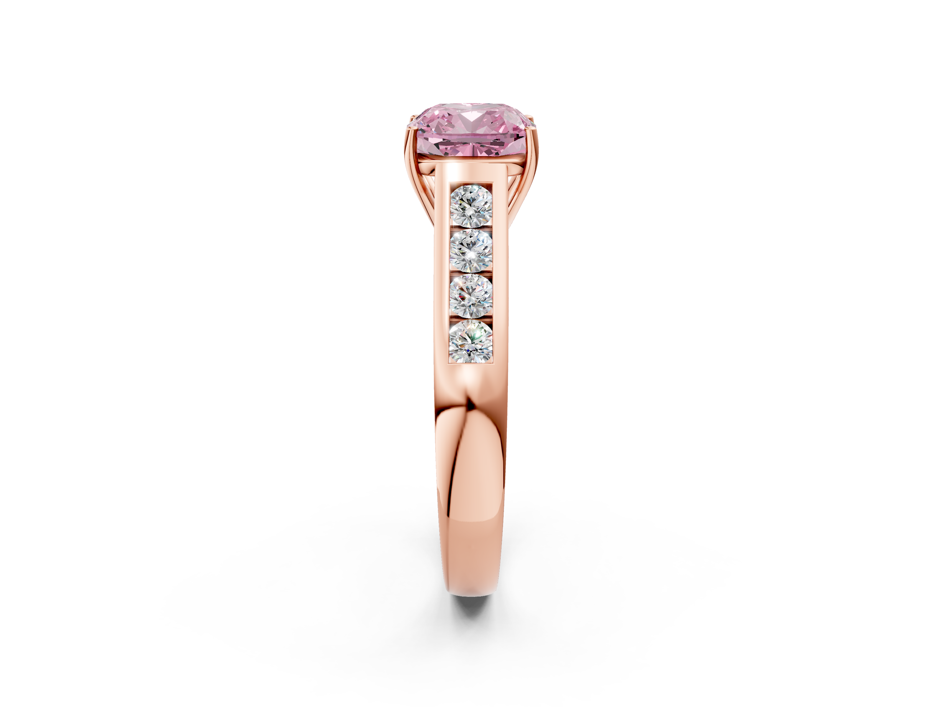 Rose gold Fancy Pink Cushion  Brilliant Channel-Set Solitaire Ring with Four-Prong Setting_39