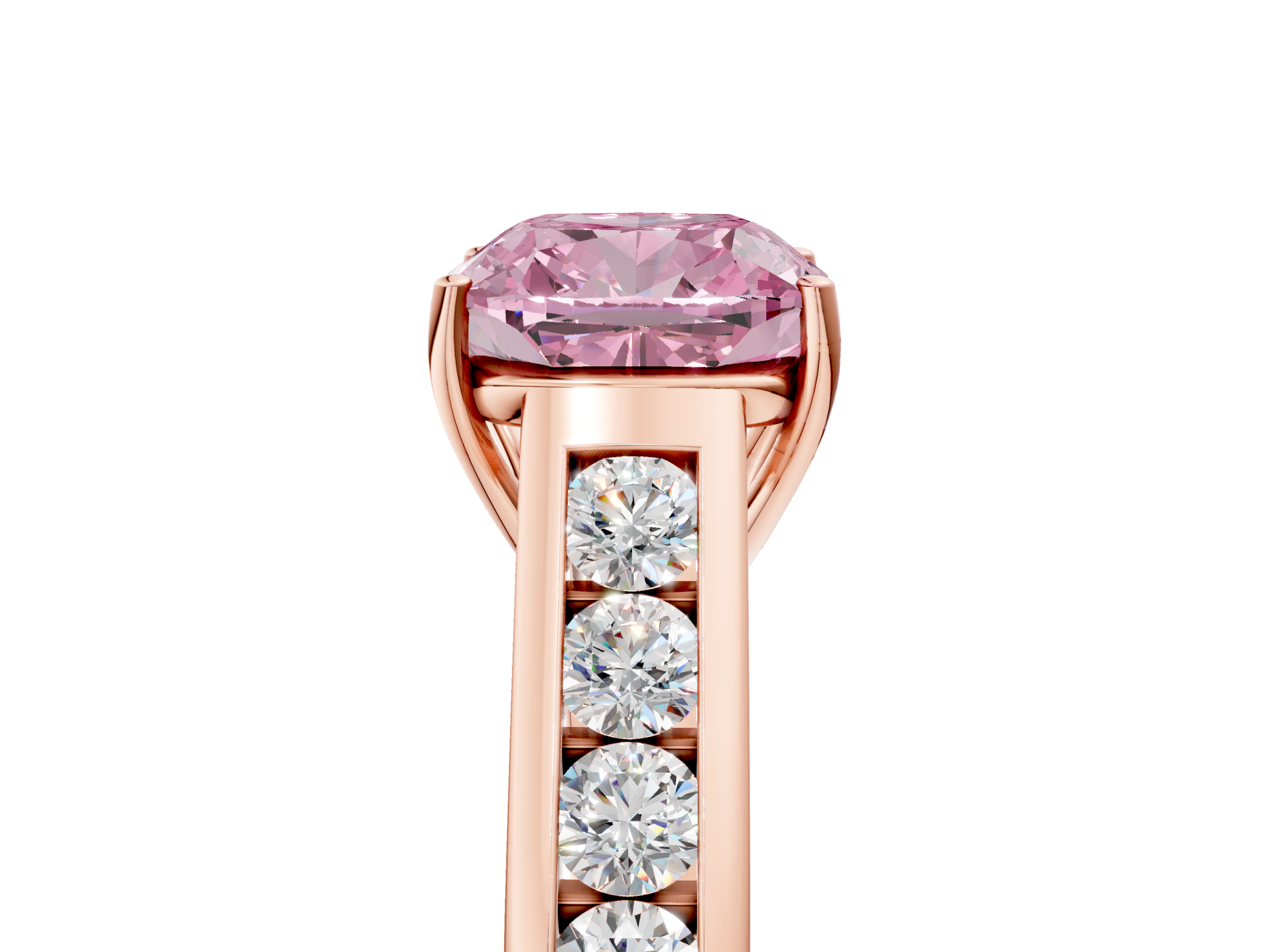 Rose gold Fancy Pink Cushion  Brilliant Channel-Set Solitaire Ring with Four-Prong Setting_42