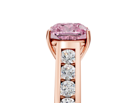 Rose gold Fancy Pink Cushion  Brilliant Channel-Set Solitaire Ring with Four-Prong Setting_42