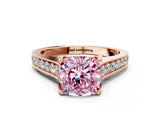 Rose gold Fancy Pink Cushion  Brilliant Cut Diamond Engagement Ring with Pavé Band and Four-Prong Setting_49