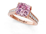 Rose gold Fancy Pink Cushion  Brilliant Cut Diamond Engagement Ring with Pavé Band and Four-Prong Setting_50