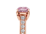 Rose gold Fancy Pink Cushion  Brilliant Cut Diamond Engagement Ring with Pavé Band and Four-Prong Setting_54