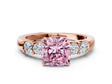 Rose gold Fancy Pink Cushion  Brilliant Cut Diamond Five-Stone Prong Set Engagement Ring with Channel Band_3