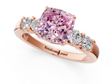 Rose gold Fancy Pink Cushion  Brilliant Cut Diamond Five-Stone Prong Set Engagement Ring with Channel Band_4