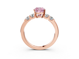 Rose gold Fancy Pink Cushion  Brilliant Cut Diamond Five-Stone Prong Set Engagement Ring with Channel Band_6