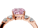 Rose gold Fancy Pink Cushion  Brilliant Cut Diamond Five-Stone Prong Set Engagement Ring with Channel Band_7