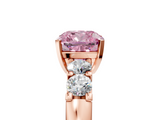 Rose gold Fancy Pink Cushion  Brilliant Cut Diamond Five-Stone Prong Set Engagement Ring with Channel Band_8