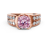 Rose gold Fancy Pink Cushion  Brilliant Diamond Channel Set Wide Band Ring with Bezel Setting_20