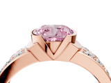 Rose gold Fancy Pink Cushion  Brilliant Diamond Channel Set Wide Band Ring with Bezel Setting_24