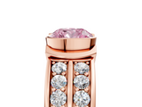 Rose gold Fancy Pink Cushion  Brilliant Diamond Channel Set Wide Band Ring with Bezel Setting_25