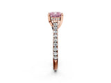 Rose gold Fancy Pink Cushion  Brilliant Diamond Solitaire with Pavé Band and Four-Prong Setting 3