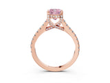 Rose gold Fancy Pink Cushion  Brilliant Diamond Solitaire with Pavé Band and Four-Prong Setting 4