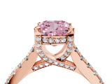 Rose gold Fancy Pink Cushion  Brilliant Diamond Solitaire with Pavé Band and Four-Prong Setting 5